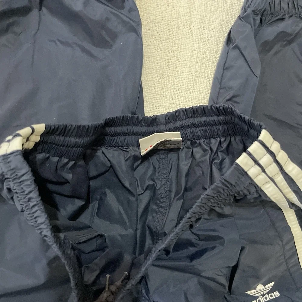 Vintage Adidas 90's Y2K Nylon Track Windbreaker Pants Men's Large Ankle Zip